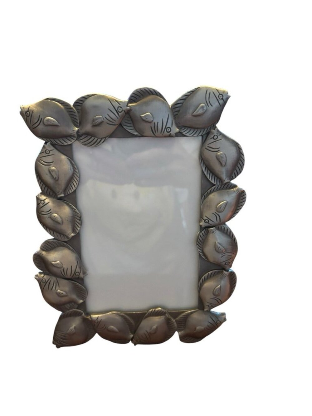 Pewter Fish Themed Tabletop Photo Frame Fishing Angler Lodge Decor Fishermen